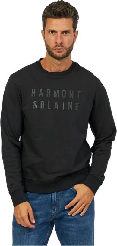 Harmont & Blaine Zwarte Sweatshirt met Lange Mouwen en Logo Print Black Heren