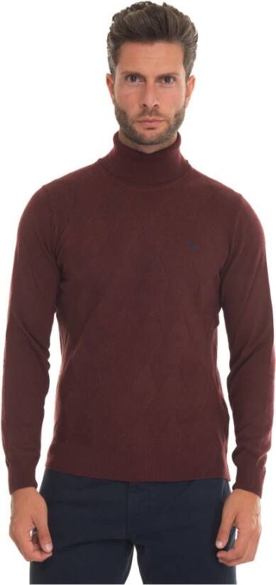 Harmont & Blaine Italiaanse Turtleneck Pullover met Diamantpatroon Rood Heren