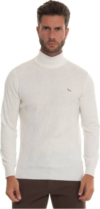 Harmont & Blaine Italiaanse Turtleneck Pullover met Diamantpatroon Wit Heren