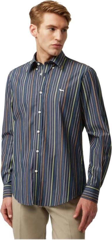 Harmont & Blaine Moderne Gestreept Katoenen Overhemd voor Heren Blauw Heren