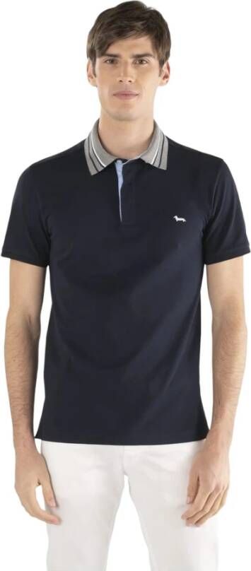 Harmont & Blaine Blauw Geribbelde Kraag Polo Shirt Blue Heren