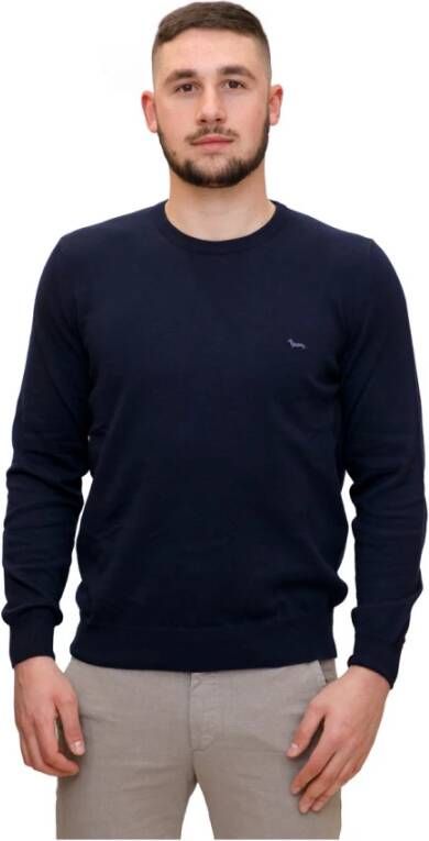 Harmont & Blaine Blauwe Wollen Trui met Borduursel Blue Heren