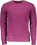 Harmont & Blaine Paarse Wol Crew Neck Sweater met Contrasterende Details en Borduursel Purple Heren - Thumbnail 5