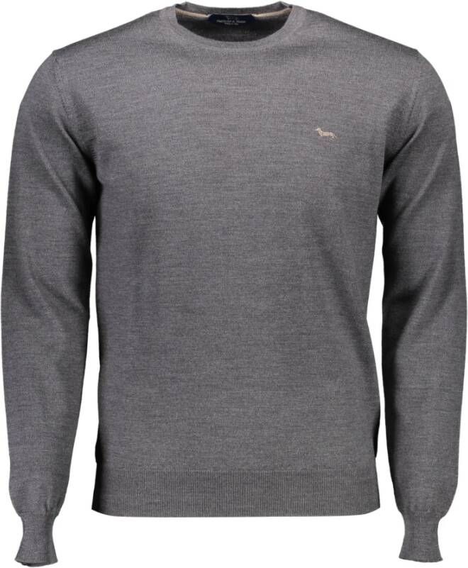 Harmont & Blaine Grijze Wollen Trui Lange Mouwen Ronde Hals Logo Gray Heren