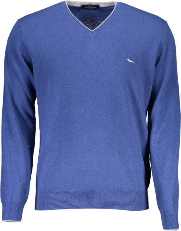 Harmont & Blaine V-hals Pullover met Contrastdetails Blue Heren