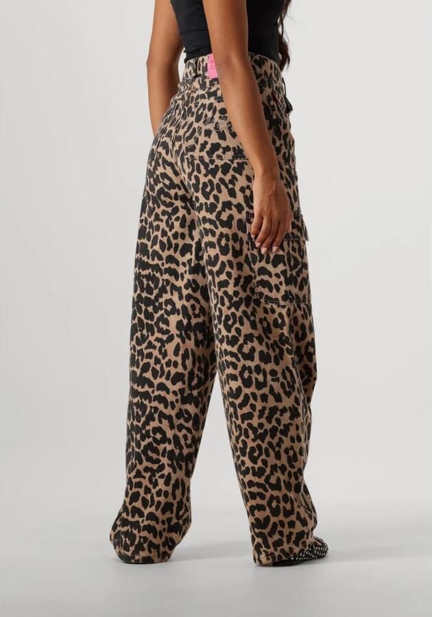 HARPER & YVE high waist wide leg jeans DANA-PA met panterprint bruin zwart - Foto 2