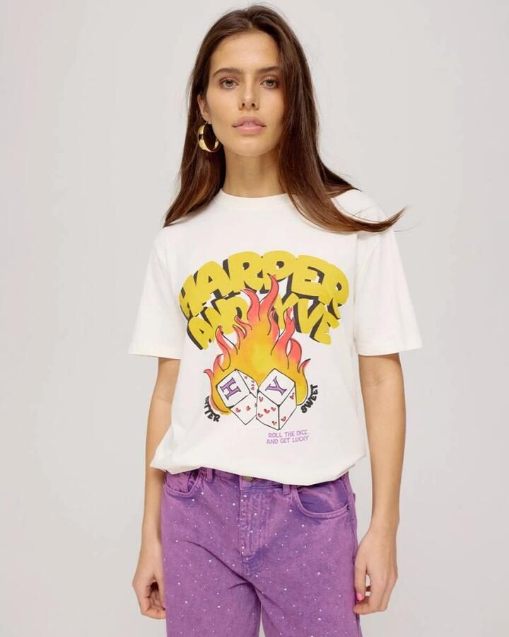 HARPER & YVE Dames Tops & T-shirts Rollthedice-ss Wit