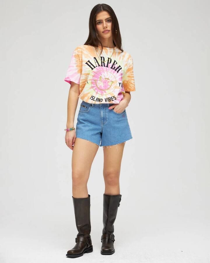 HARPER & YVE high waist wide fit short HARPER light blue denim - Foto 3