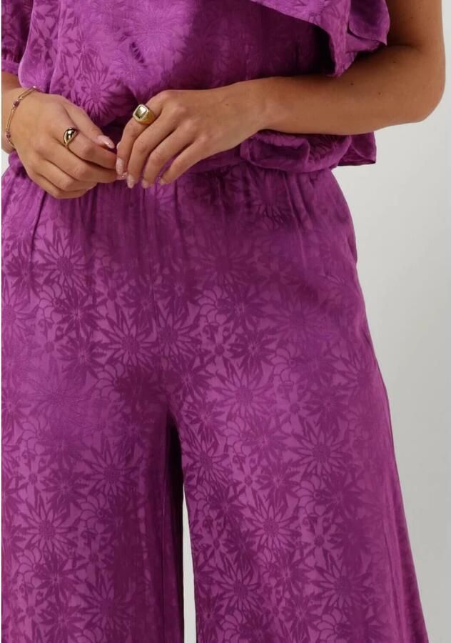HARPER & YVE gebloemde satijnen high waist wide leg pantalon ROSIE paars