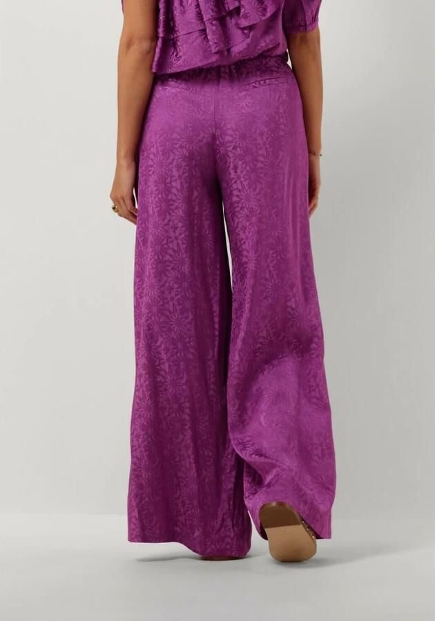 HARPER & YVE gebloemde satijnen high waist wide leg pantalon ROSIE paars - Foto 2