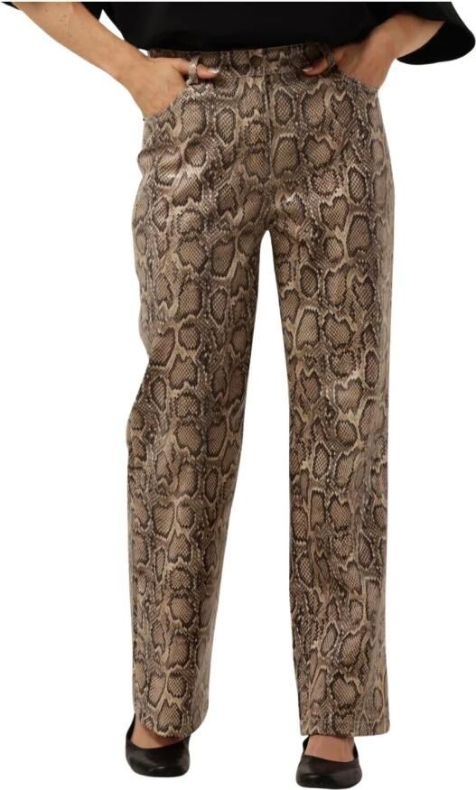 Harper & Yve Wijde Pijp Slangenprint Leatherlook Broek Brown Dames - Foto 5