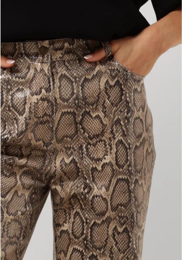 Harper & Yve Wijde Pijp Slangenprint Leatherlook Broek Brown Dames - Foto 4