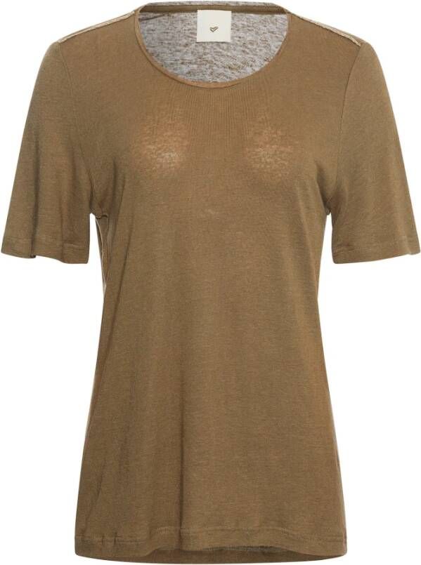 Heartmade Esam Army Green T-Shirt Bruin Dames