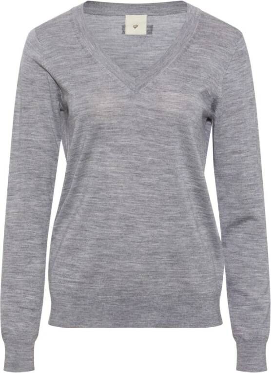 Heartmade Gezellig en stijlvol -hals gebreide kleding Grijs Dames