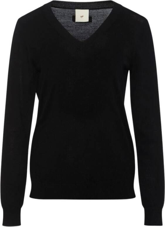 Heartmade Gezellige en stijlvolle gebreide kleding Kela hals trui Zwart Dames