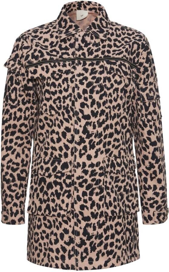 Heartmade Stijlvolle Leopard Print Parka Jas Beige Dames