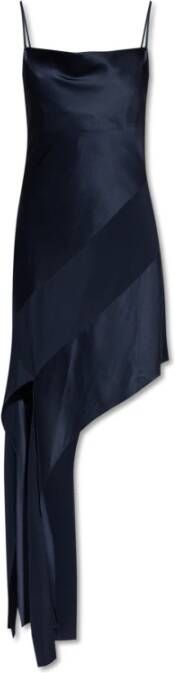 Helmut Lang Zijden jurk met verstelbare bandjes Blue Dames