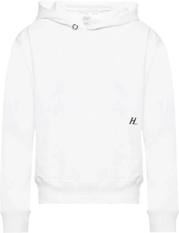Helmut Lang Logo-geprinte hoodie Wit Heren