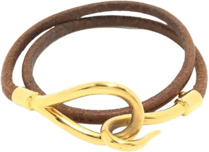 Hermès Vintage Pre-owned Leather bracelets Bruin Dames