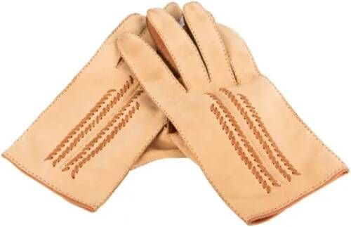 Hermès Vintage Pre-owned Leather gloves Beige Dames