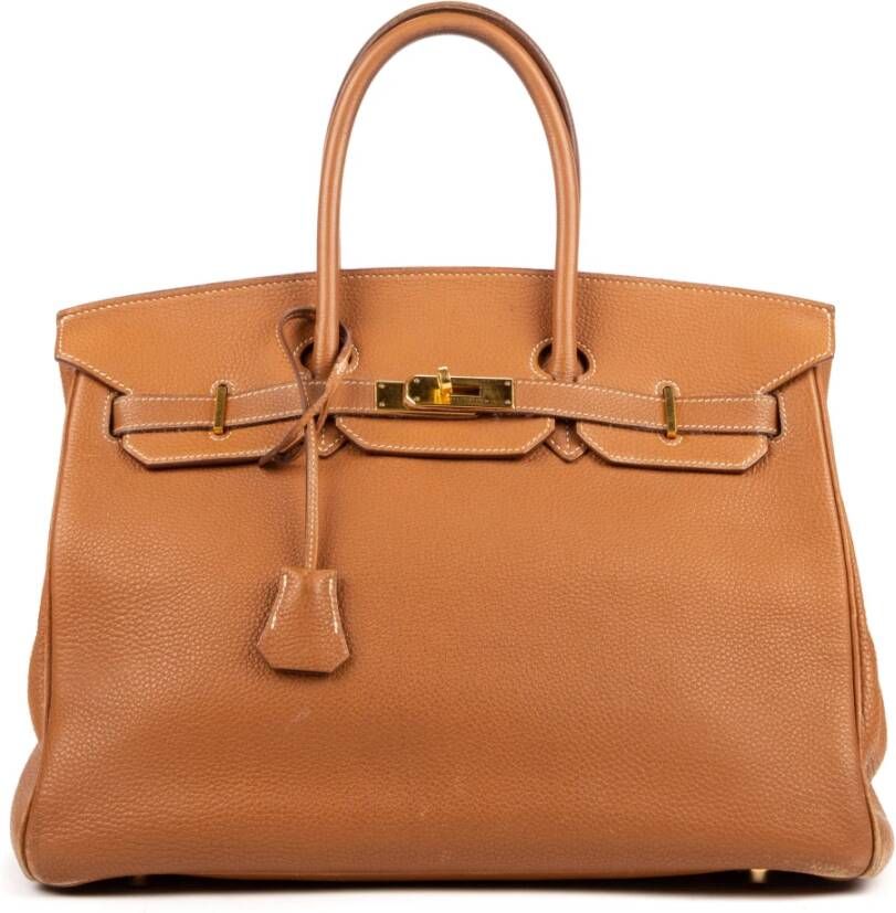 Hermès Vintage Preated Birkin 35 Bruin Heren