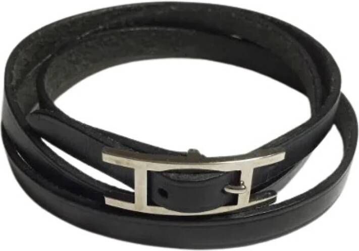 Hermès Vintage Voldoende lederen armbanden Zwart Dames