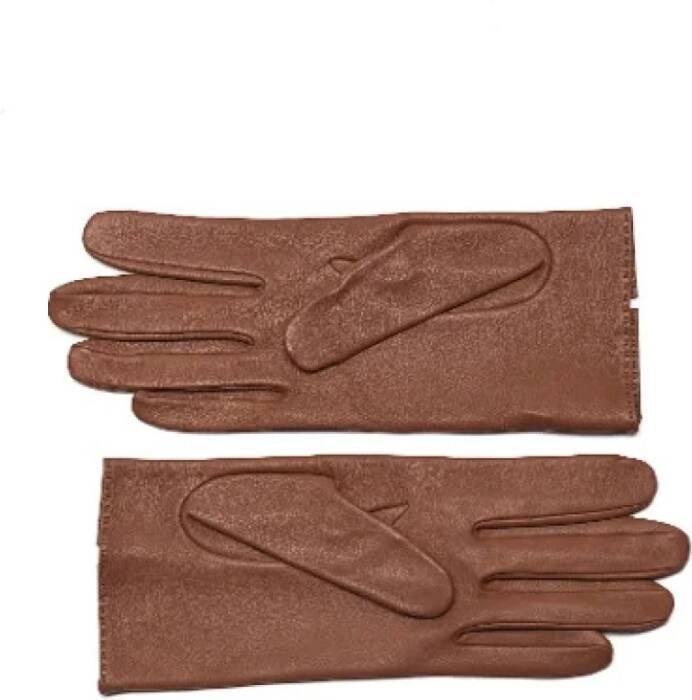 Hermès Vintage Voldoende lederen handschoenen Bruin Dames