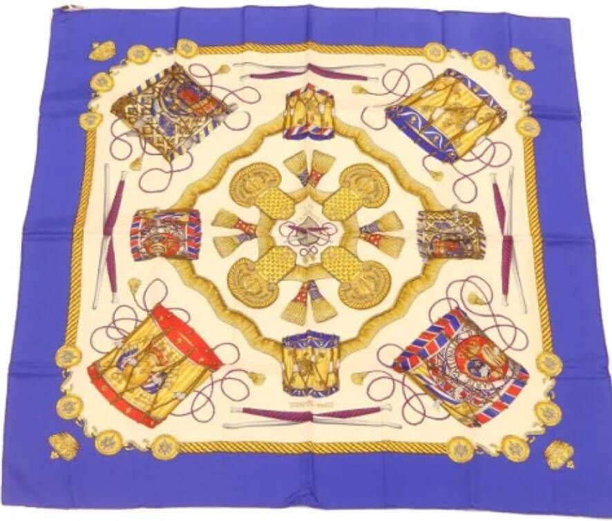 Hermès Vintage Voldoende zijden sjaals Blauw Dames