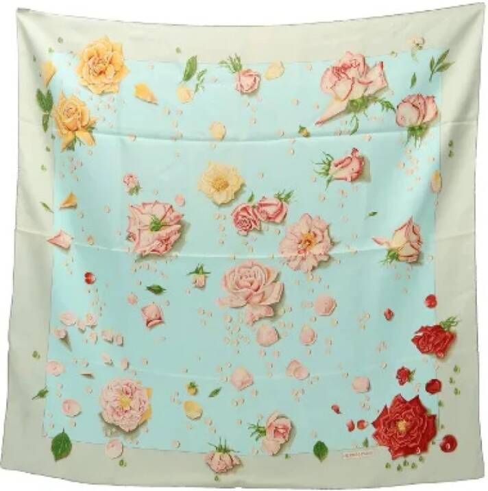 Hermès Vintage Voldoende zijden sjaals Blauw Dames