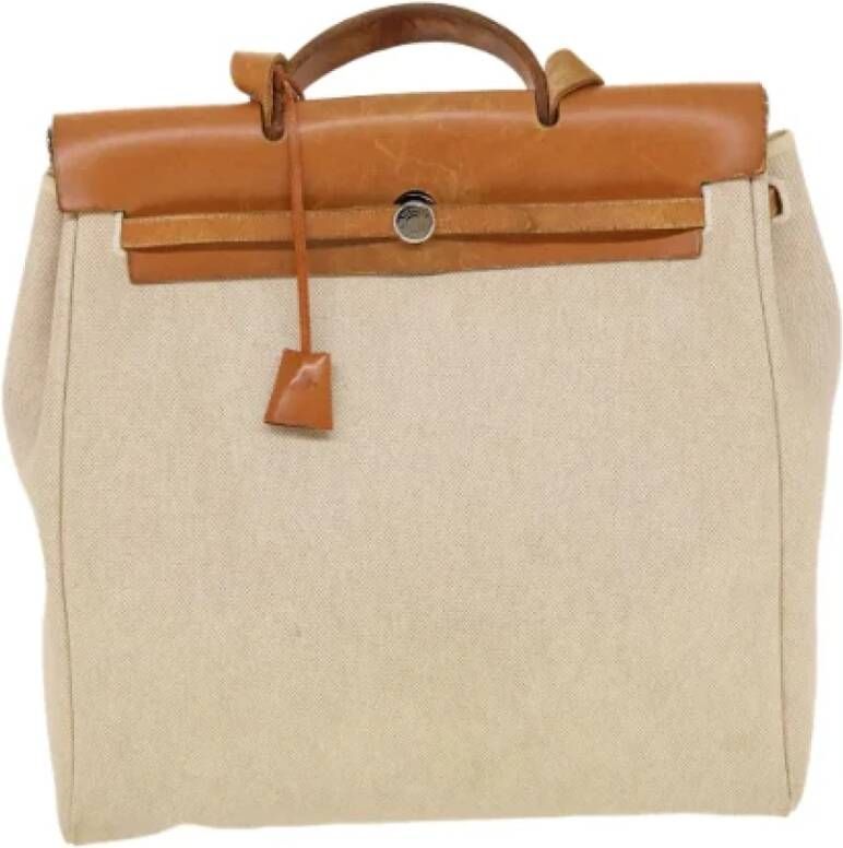 Hermès Vintage Pre-owned Canvas backpacks Beige Dames