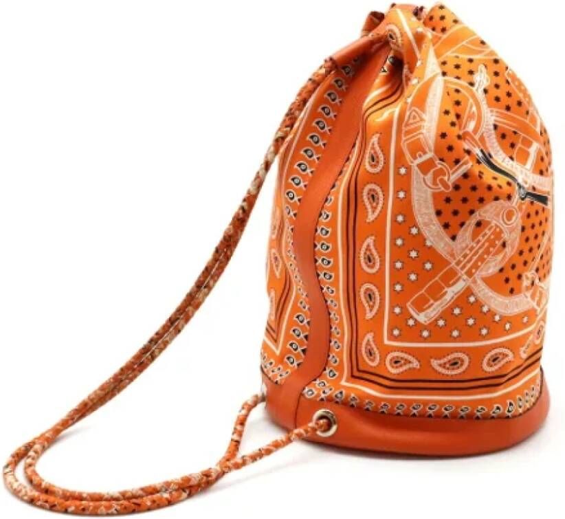 Hermès Vintage Pre-owned Canvas backpacks Oranje Dames