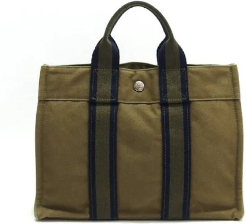 Hermès Vintage Pre-owned Canvas handbags Groen Dames