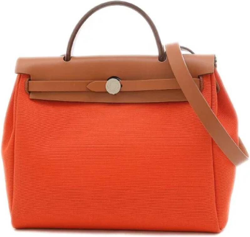 Hermès Vintage Pre-owned Canvas handbags Oranje Dames