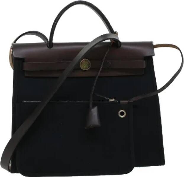 Hermès Vintage Pre-owned Canvas handbags Zwart Dames