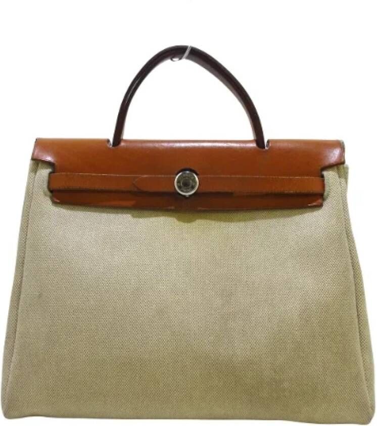 Hermès Vintage Pre-owned Canvas shoulder-bags Beige Dames