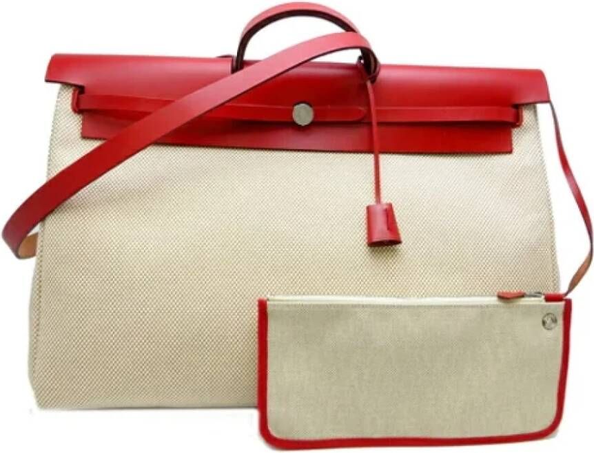 Hermès Vintage Pre-owned Canvas shoulder-bags Beige Dames