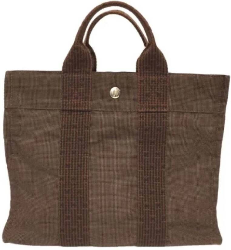 Hermès Vintage Pre-owned Canvas shoulder-bags Bruin Dames