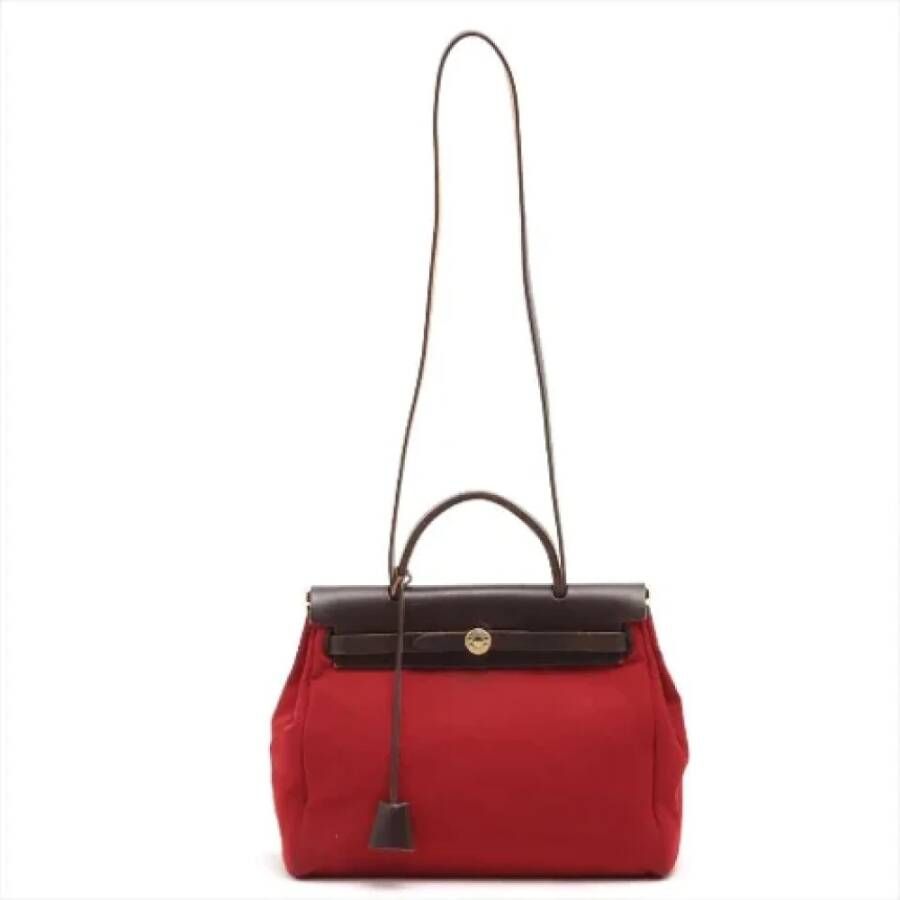 Hermès Vintage Pre-owned Canvas shoulder-bags Rood Dames