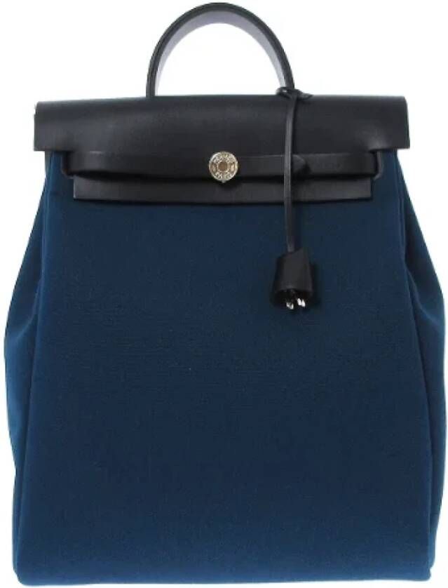 Hermès Vintage Pre-owned Cotton backpacks Blauw Dames