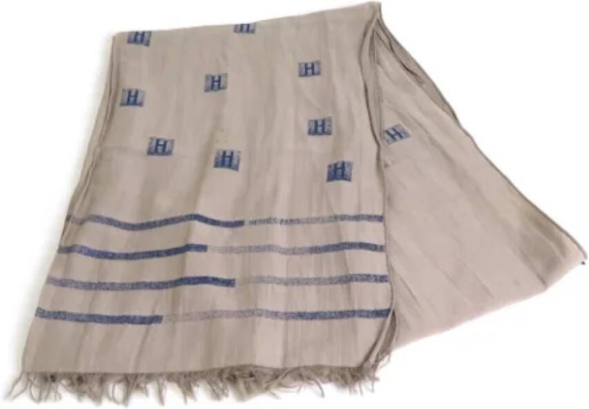 Hermès Vintage Pre-owned Cotton scarves Beige Dames