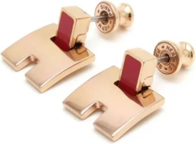 Hermès Vintage Pre-owned Fabric earrings Geel Dames