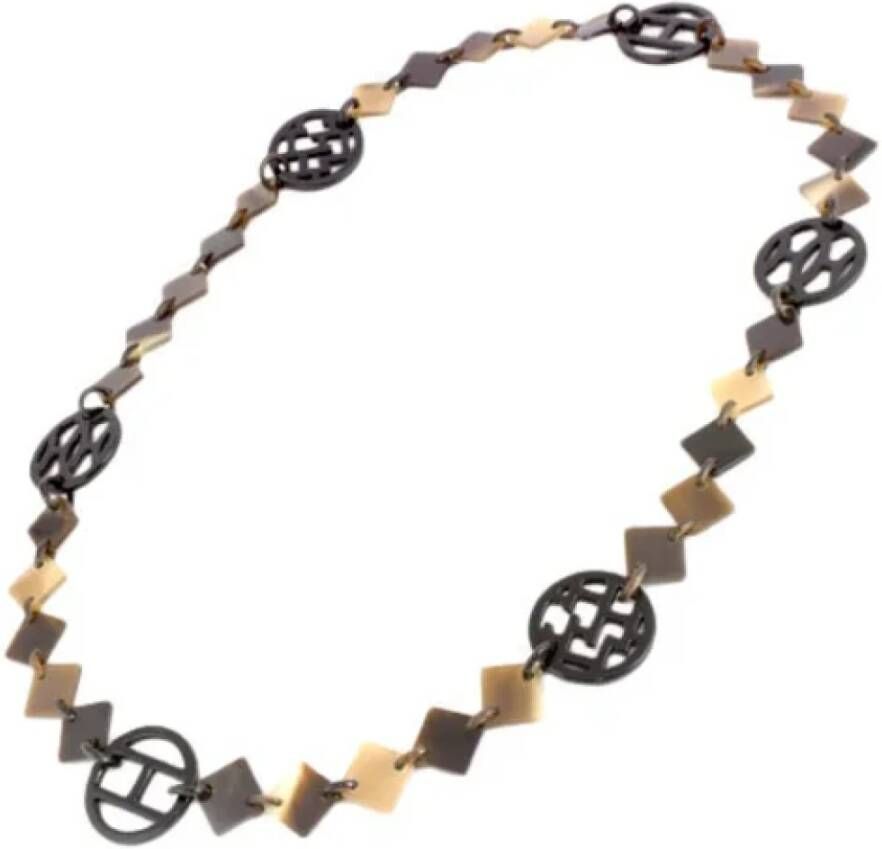 Hermès Vintage Pre-owned Fabric necklaces Zwart Dames
