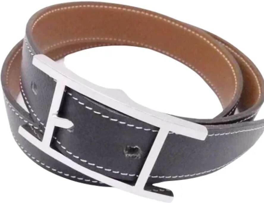 Hermès Vintage Pre-owned Leather belts Zwart Heren