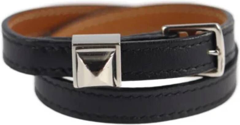 Hermès Vintage Pre-owned Leather bracelets Zwart Dames