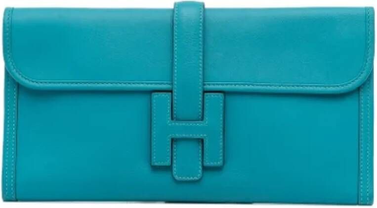 Hermès Vintage Pre-owned Leather clutches Blauw Dames