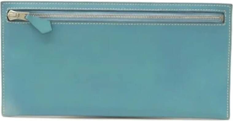 Hermès Vintage Pre-owned Leather clutches Blauw Dames