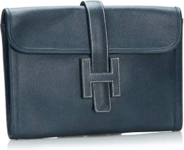 Hermès Vintage Pre-owned Leather clutches Blauw Dames