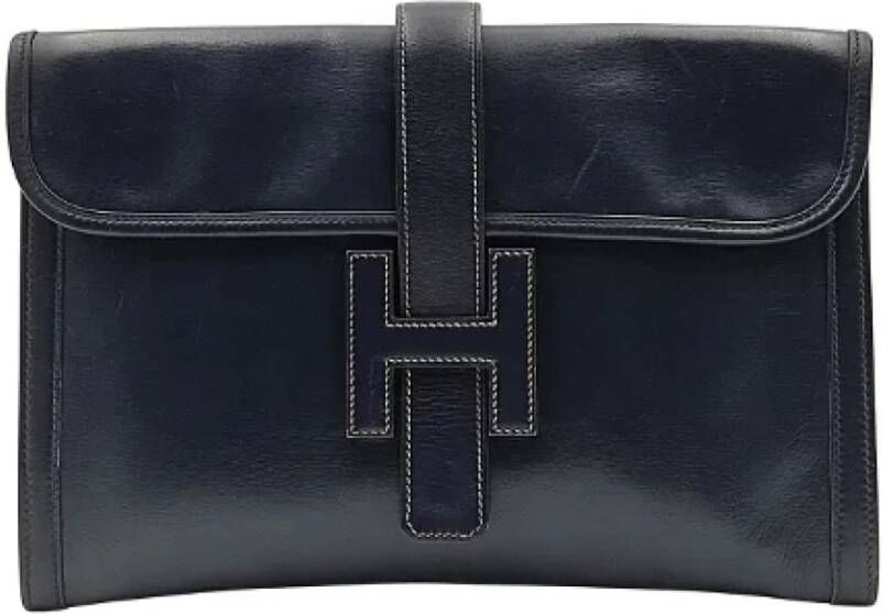 Hermès Vintage Pre-owned Leather clutches Blauw Dames