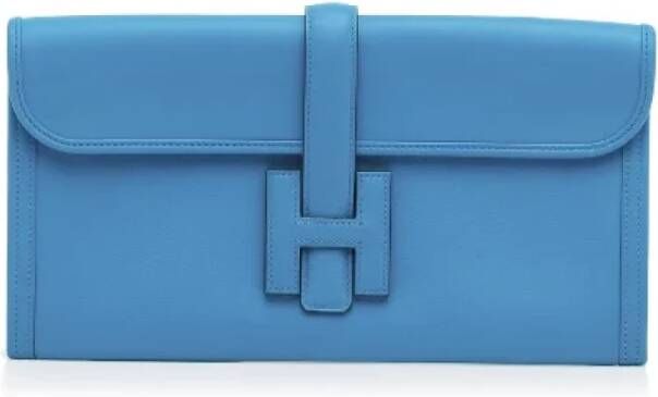 Hermès Vintage Pre-owned Leather clutches Blauw Dames