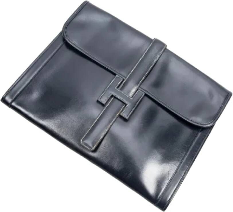 Hermès Vintage Pre-owned Leather clutches Blauw Dames